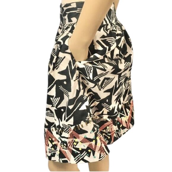 Anthro Odille Skirt Women's Size 0 Abstract Embroidered Beaded Hem Flare City - Picture 7 of 13